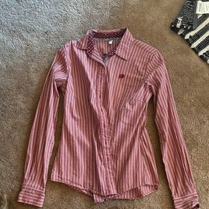 Cinch Red and White Striped Button-Up Shirt